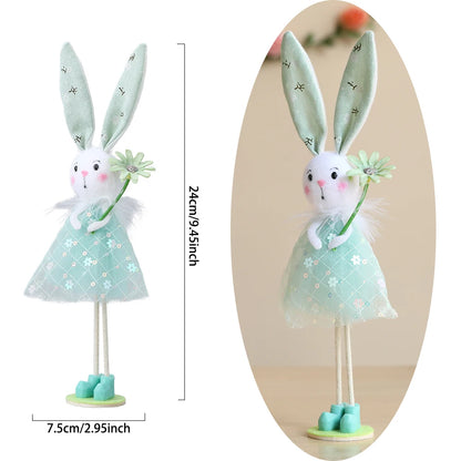 24 cm Ostern Stehende Blume Fee Engel Elf Kaninchen Puppen Rosa Grüne Blumen Gaze Puffy Rock Frühling Hase Ostern Dekor