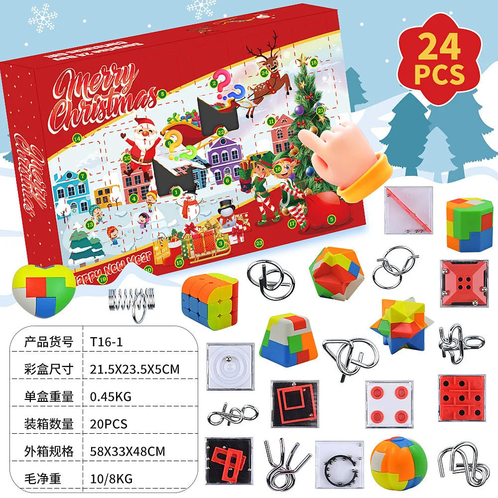 Weihnachten Adventskalender Geschenkbox DIY Weihnachtszug Jesus Ziegel Spielzeug 24 Tage Countdown Kalender Box Überraschung Weihnachtsgeschenk