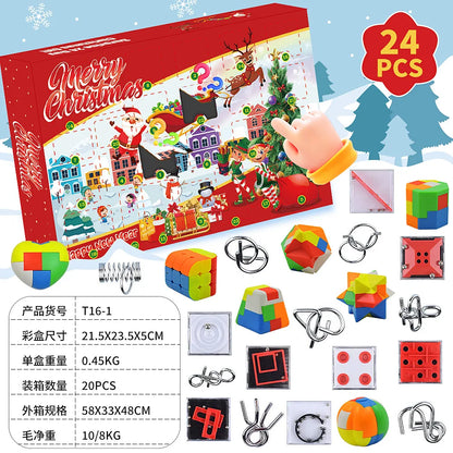 Weihnachten Adventskalender Geschenkbox DIY Weihnachtszug Jesus Ziegel Spielzeug 24 Tage Countdown Kalender Box Überraschung Weihnachtsgeschenk