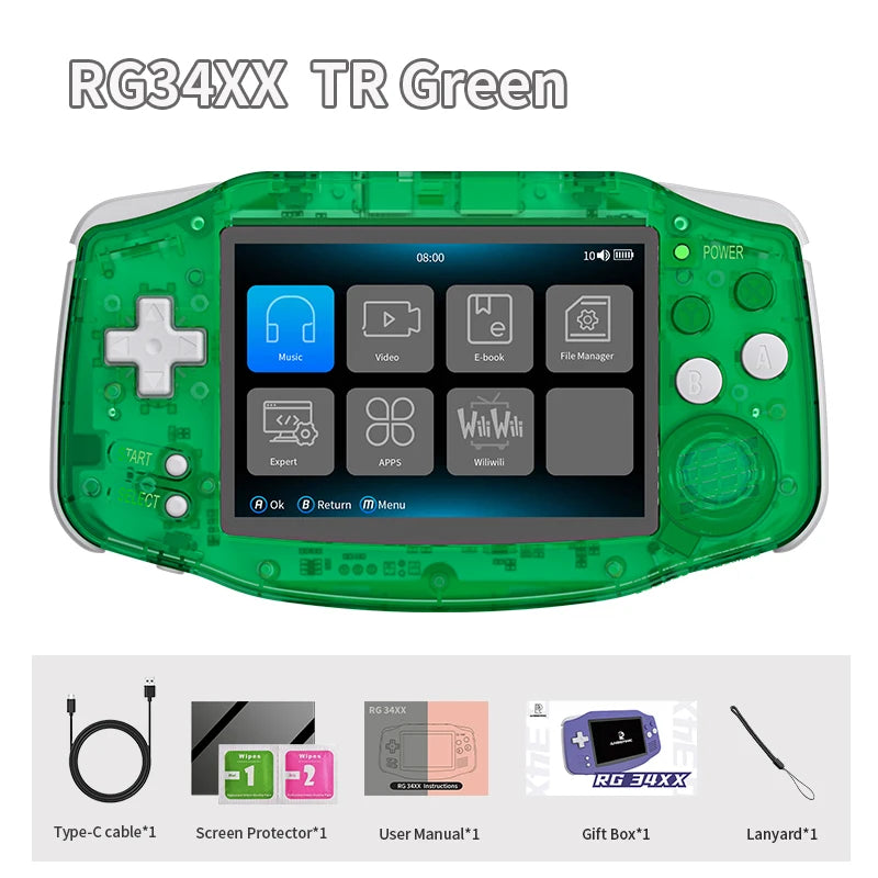 ANBERNIC RG34XX Retro-Handheld-Spielekonsole, 3,4-Zoll-IPS, Linux, 64-Bit, 3500 mAh, Video-Gaming-Player, unterstützt das Streaming von WLAN und Bluetooth