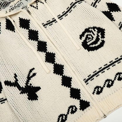 Premium-Strickpullover aus Rosenwolle – Weicher Unisex-Hoodie mit Reißverschluss - NVTS Solutions