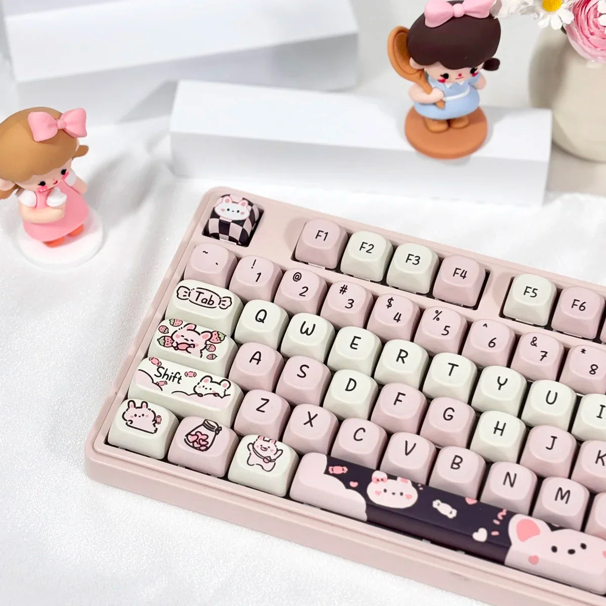 Neue 95 Tasten Dessert Cat Theme Tastenkappen MOA Profil PBT Tastenkappen Kit für 61/64/68/84/75/87 Tasten GMK67 mechanische Gaming-Tastatur