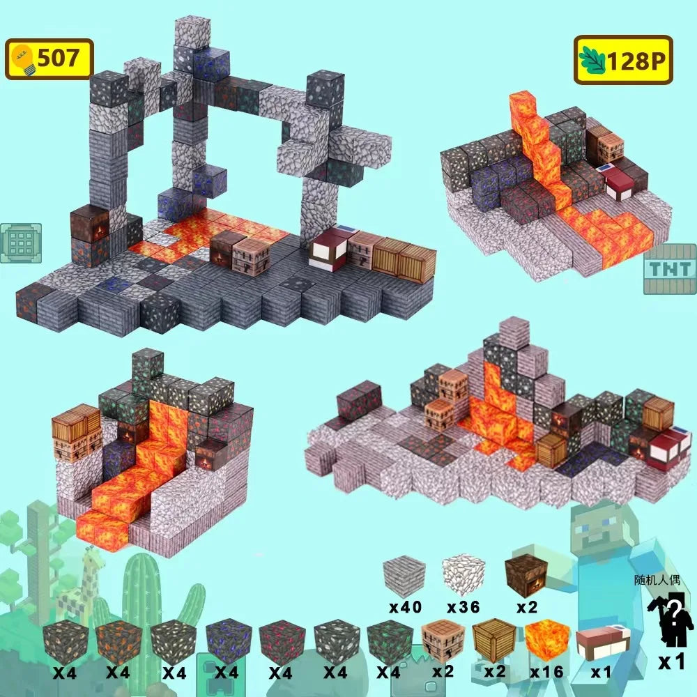 Magnetische Bausteine Mine World Cube Magnet World Set für Kid Age DIY Modell Kinder Stem Bestes Montessori Sinnesspielzeug