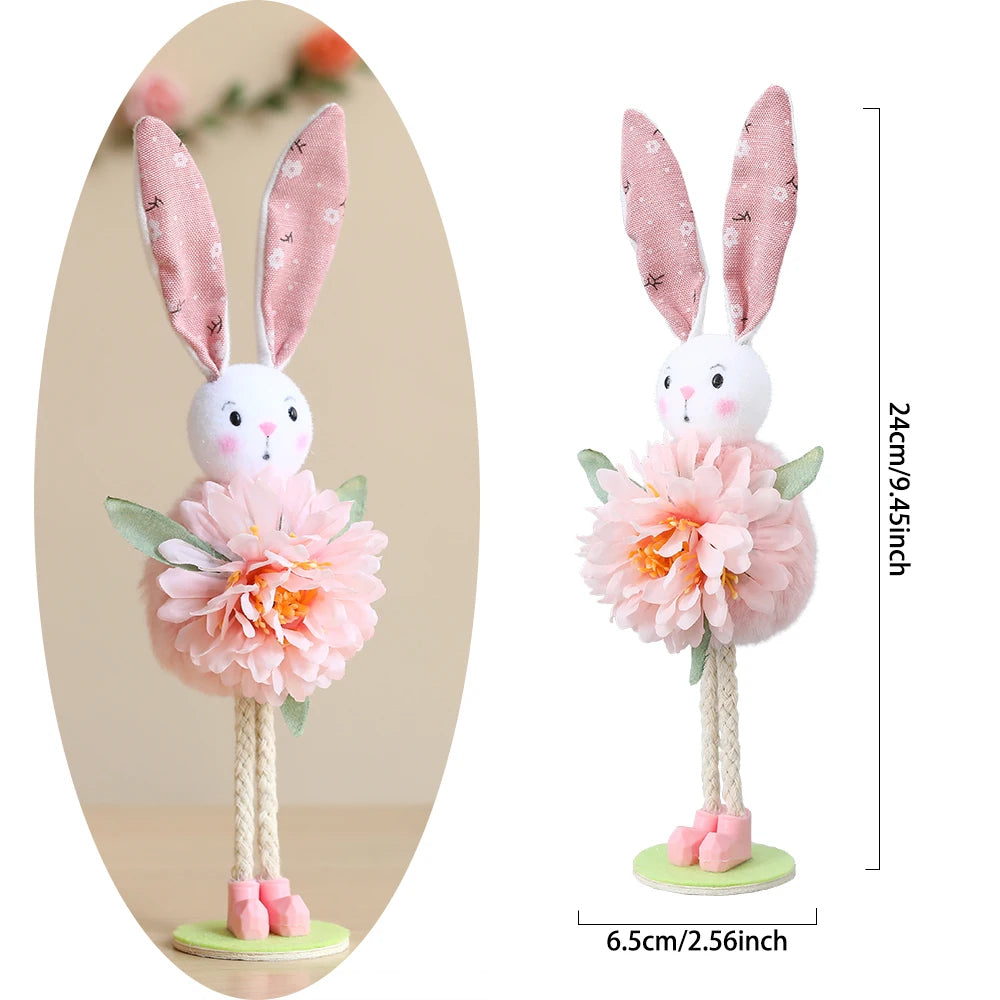 24 cm Ostern Stehende Blume Fee Engel Elf Kaninchen Puppen Rosa Grüne Blumen Gaze Puffy Rock Frühling Hase Ostern Dekor