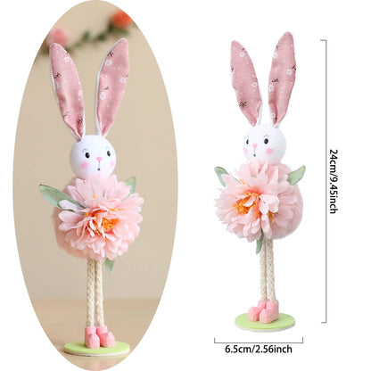 24 cm Ostern Stehende Blume Fee Engel Elf Kaninchen Puppen Rosa Grüne Blumen Gaze Puffy Rock Frühling Hase Ostern Dekor