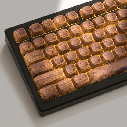 134-Tasten-Thema aus Walnussholz, MOA-Profil, PBT-Tastenkappen, individuelle Dye-Sub-Tastenkappen für mechanische Gaming-Tastatur 61/87/104 Cherry MX