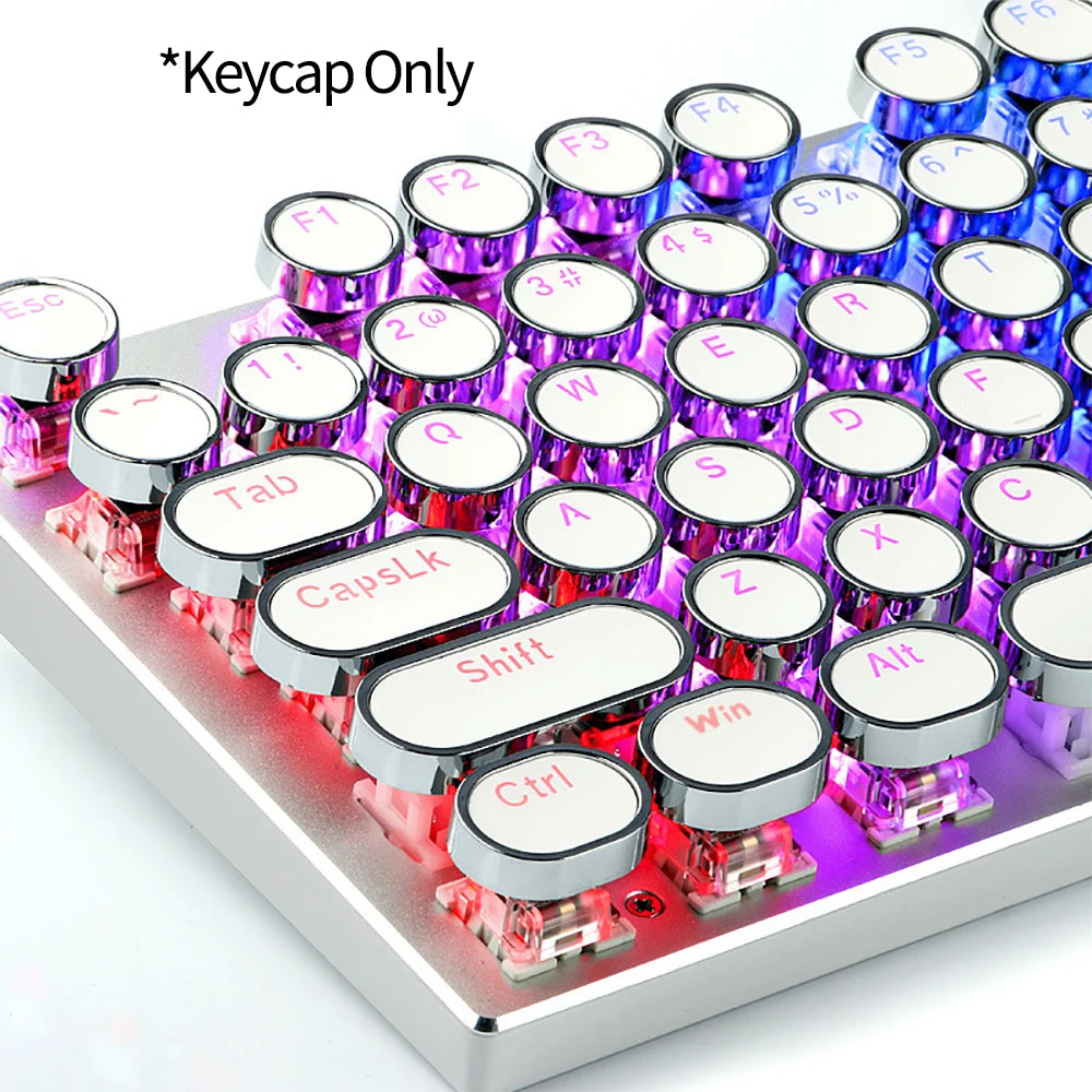 Runde mechanische Tastenkappen, Ersatz für 104-Tasten, ergonomische Retro-Tastaturkappen für Cherry MX Gaming-Tastatur mit RGB-Hintergrundbeleuchtung
