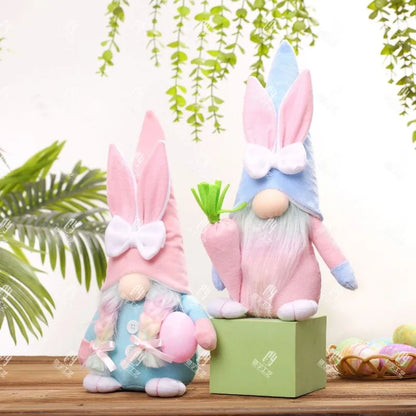 Osterhase Ei Karotte Babypuppe ohne Gesicht rosa Ohrfigur Desktop-Dekoration Dekorationen süße Urlaubsgeschenke Unisex
