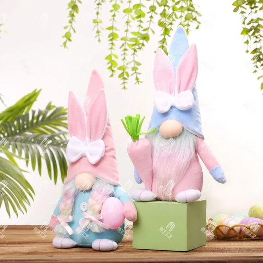 Osterhase Ei Karotte Babypuppe ohne Gesicht rosa Ohrfigur Desktop-Dekoration Dekorationen süße Urlaubsgeschenke Unisex