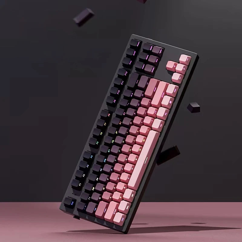 Farbverlaufs-Tastenkappen, seitlich bedruckt, glänzend durch PBT Double Shot, OEM-Profil für MX-Switches, Gaming-Tastatur, 130 + Tastenkappen