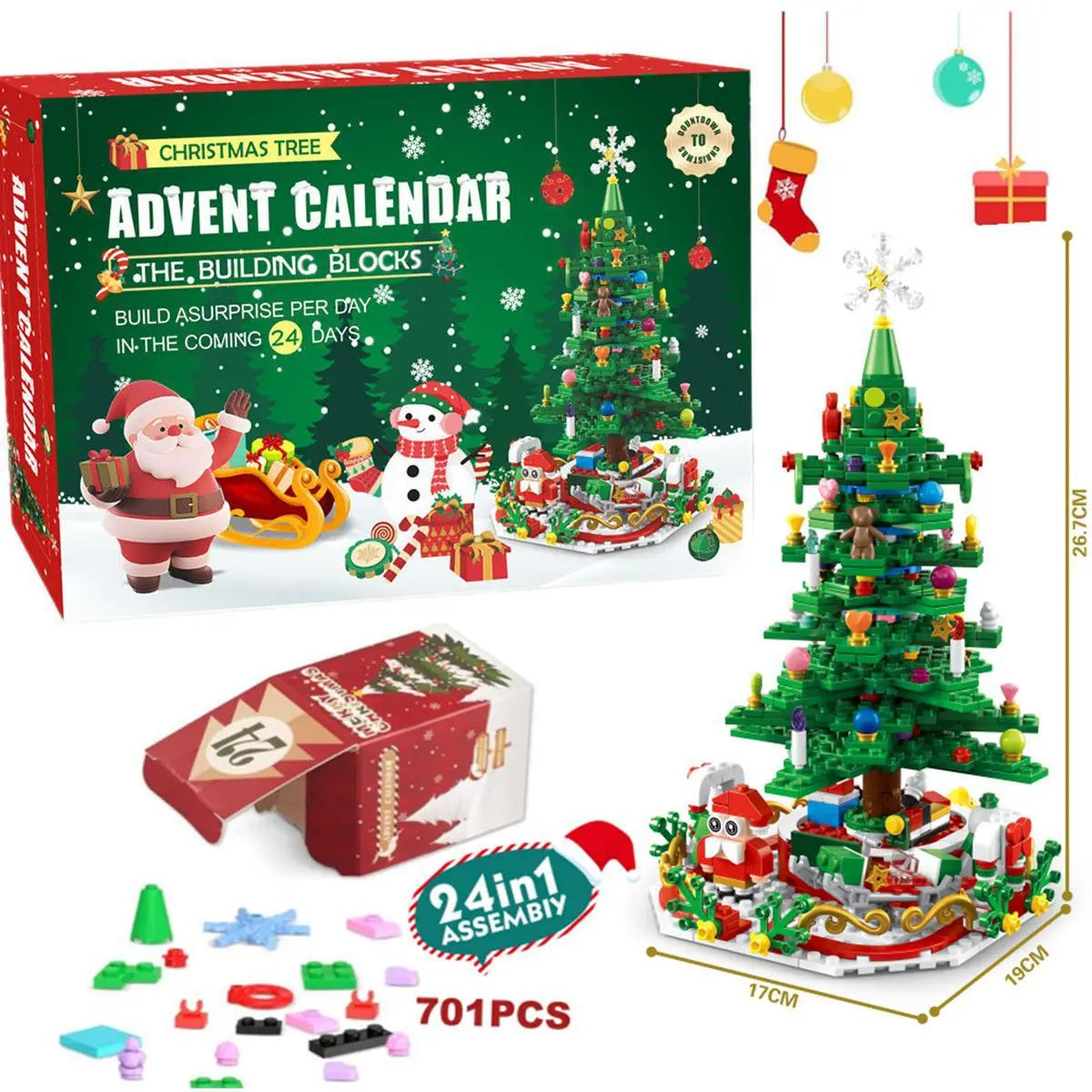 Weihnachten Adventskalender Geschenkbox DIY Weihnachtszug Jesus Ziegel Spielzeug 24 Tage Countdown Kalender Box Überraschung Weihnachtsgeschenk