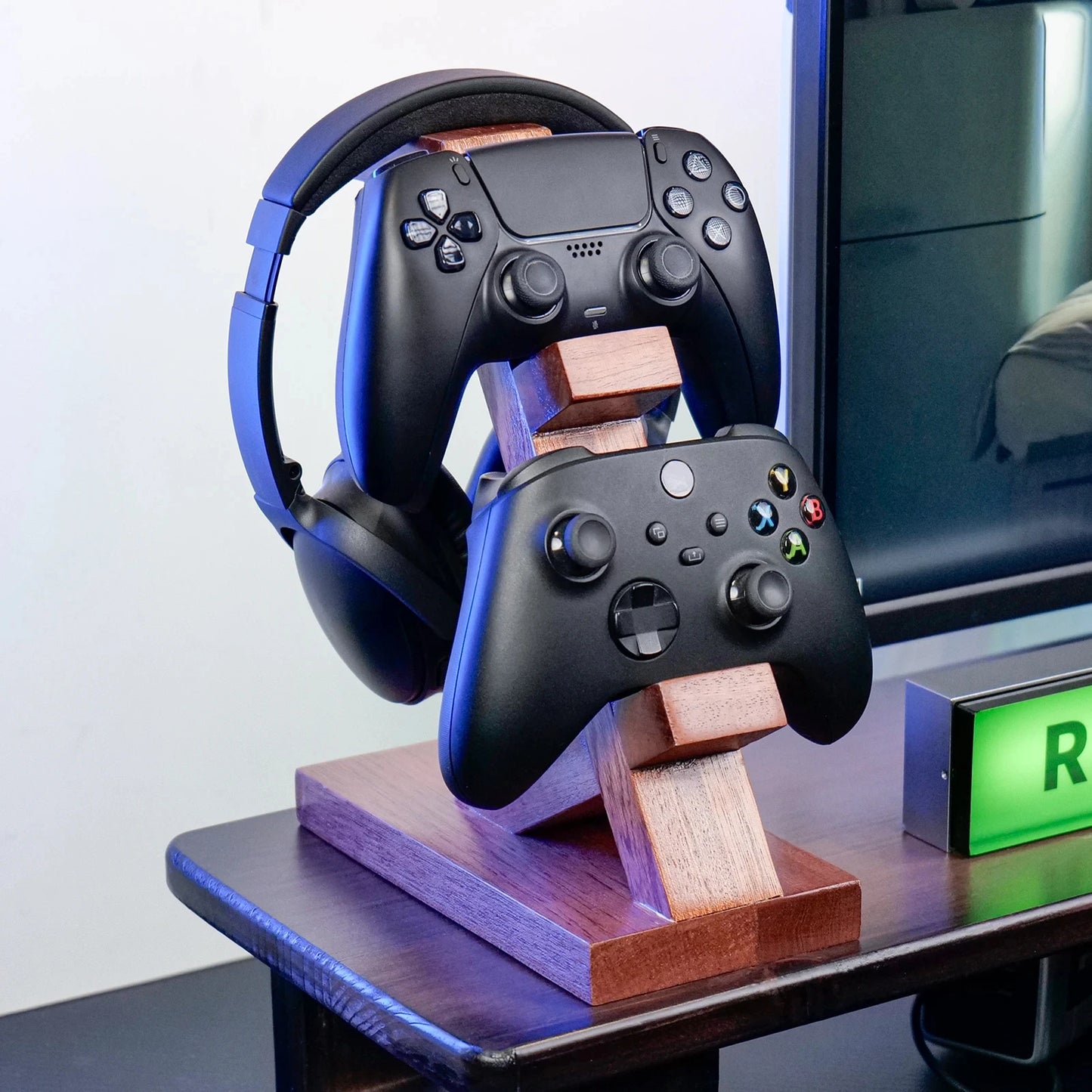 Kopfhörerständer aus Holz, Gaming-Headset-Halter für Schreibtisch-Display, Gaming-Zubehör, Geschenk für Airpods, PS5, Xbox