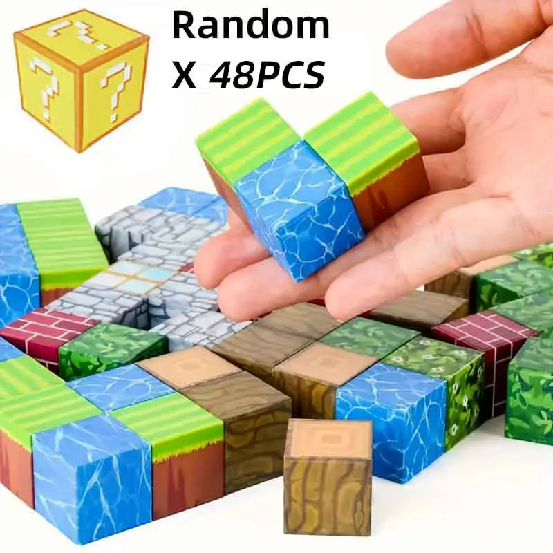 Magnetset Mine World CubeMagnetische Bausteine für Kinder ab 3 Jahren, DIY-Modell, Kinder bestellen Sie ein Geschenk mit Mini-Puppenfiguren