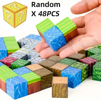 Magnetset Mine World CubeMagnetische Bausteine für Kinder ab 3 Jahren, DIY-Modell, Kinder bestellen Sie ein Geschenk mit Mini-Puppenfiguren