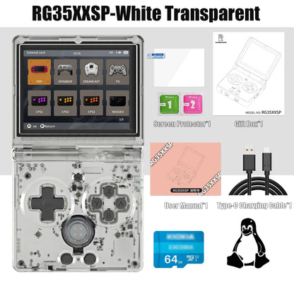 ANBERNIC NEUE RG35XXSP Flip-Handheld-Spielekonsole 3,5 Zoll IPS Clamshell-Video-Gaming-Konsole 64-Bit-Linux-System 64 G Online-Play