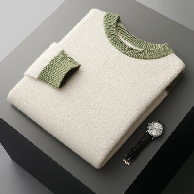 Merinowolle Herrenpullover – 100 % australische Wolle, Premium Rundhals-Strick für Herbst & Winter - NVTS Solutions