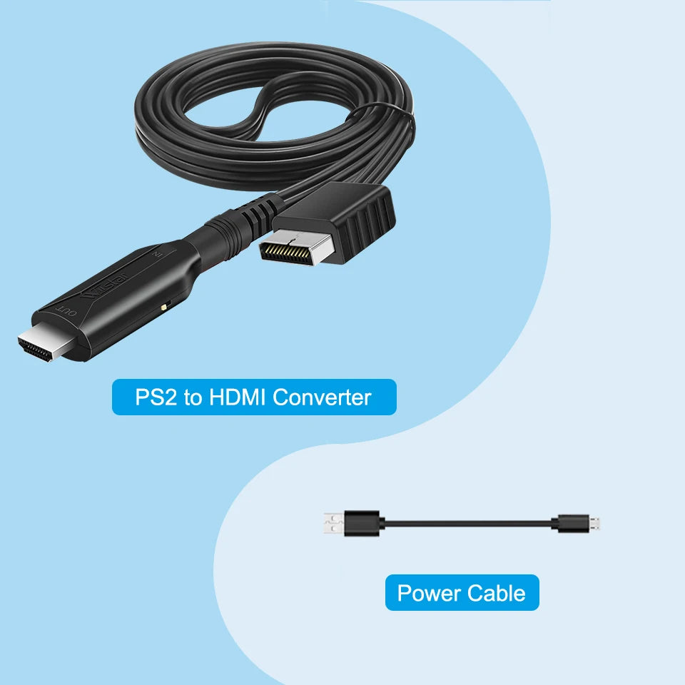 PS2-zu-HDMI-Konverter-Adapter, PS2-zu-HDMI-Kabel, PS2-zu-HDMI-Unterstützung 1080P, Verbindung eines PS2-zu-modernen Fernsehs mit HDMI